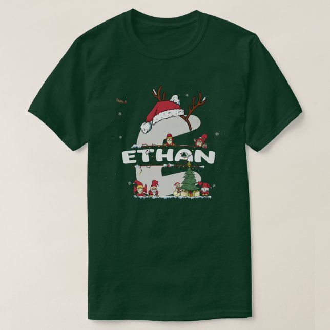 Camiseta Ethan Christmas w Ethan Name (Frente do Design)