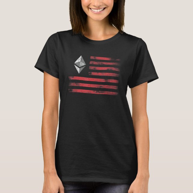 Camiseta Ethereum Crypto Eth Criptomoeda Bandeira Homens E  (Frente)