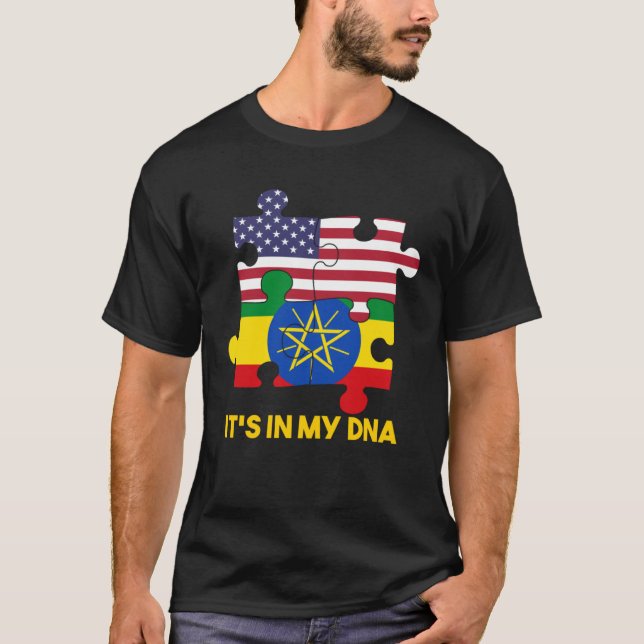 Camiseta Ethiopia Ethiopians Africa Flag Proud DNA American (Frente)