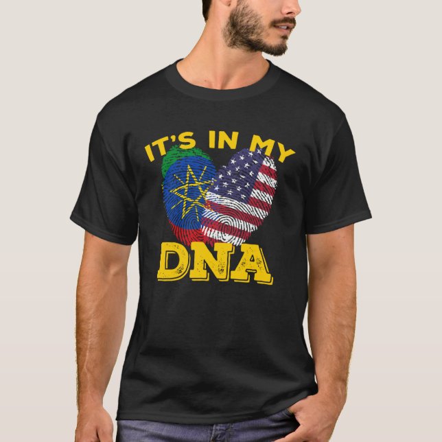 Camiseta Ethiopia Ethiopians Africa Flag Proud DNA American (Frente)