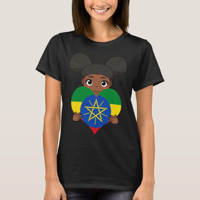 Camiseta Ethiopia Girl Ethiopians Flag Proud Love Princess  (Frente)