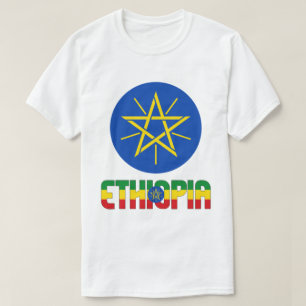 Camiseta Etiópia: Bandeira e Casaco de Armas Patriótica