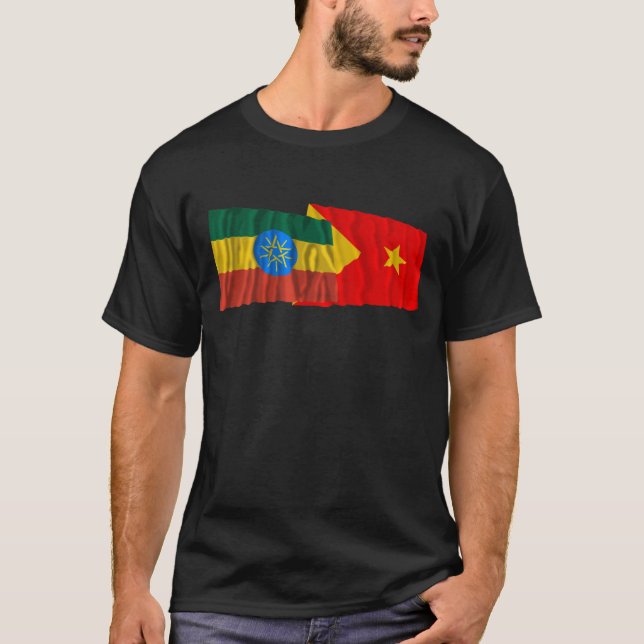 Camiseta Etiópia e bandeiras de ondulação de Tigray (Frente)