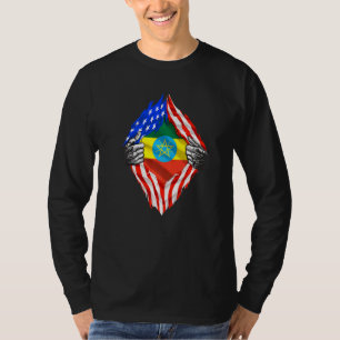 Camiseta Etiópia Roots Usa Flag Patriótico Etíope Herita