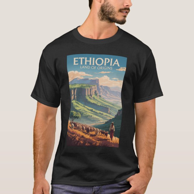 Camiseta Etiópia Shepard Herd Viagem Art Vintage (Frente)