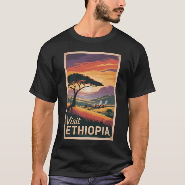 Camiseta Etiópia Sunset Viagem Art Vintage (Frente)