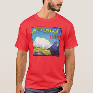 Camiseta Etiqueta da caixa do vintage das maçãs da cabra