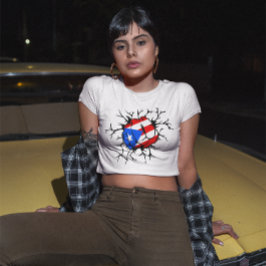 Camiseta Etiqueta de alimentação com o sinalizador Porto Ri