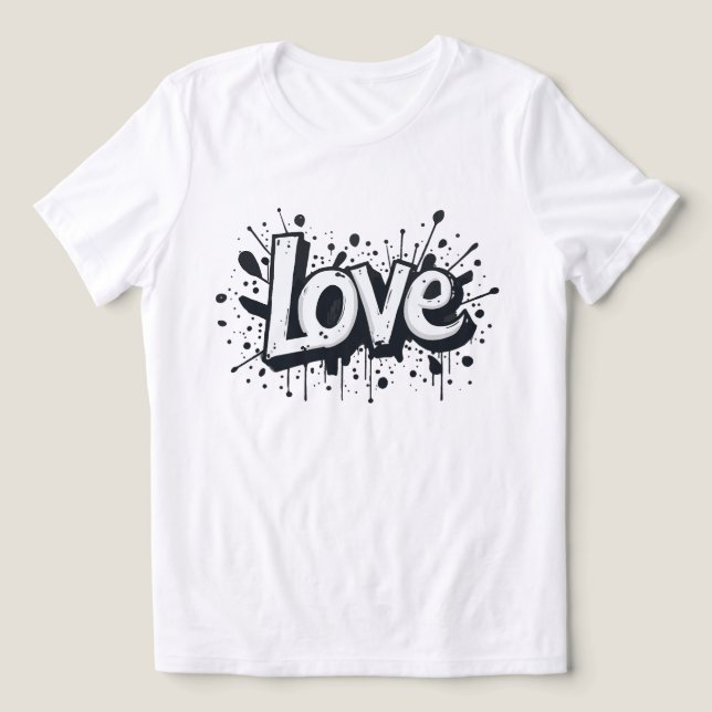 Camiseta Etiqueta de amor monocromática (Design frontal)