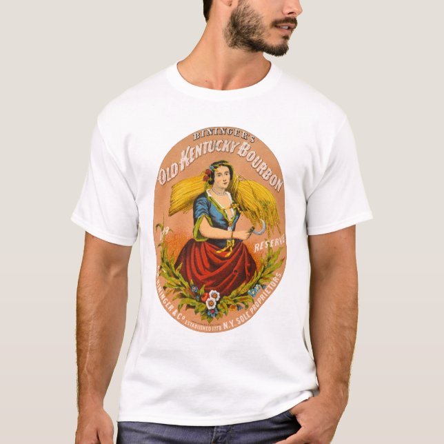 Camiseta Etiqueta de anúncio uísque, cerca de 1860. (Frente)