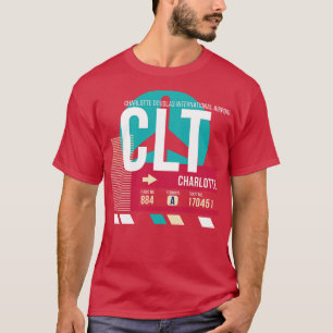 Camiseta Etiqueta de Bagagem de Código do Aeroporto CLT de