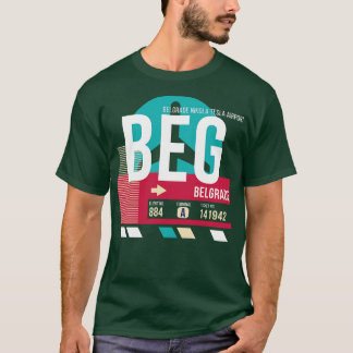 Camiseta Etiqueta de Bagagem do Código do Aeroporto Belgrad