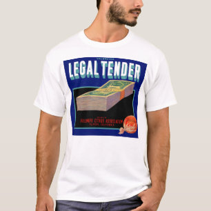 Camiseta Etiqueta de cartão laranja com curso legal na dé