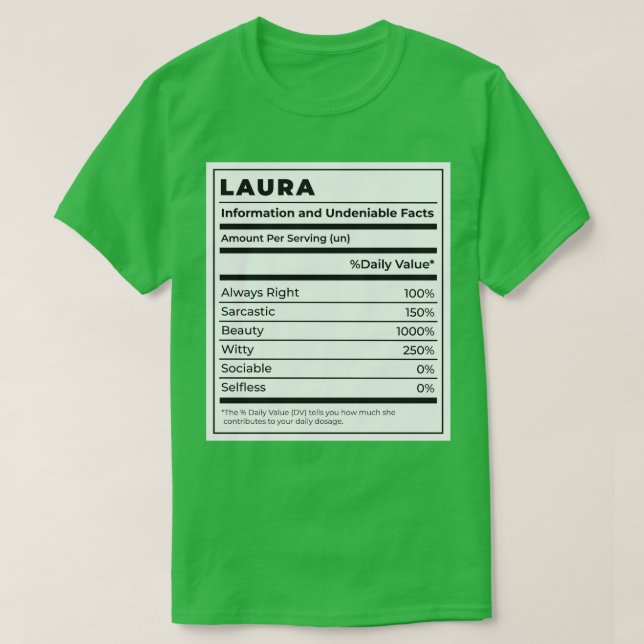 Camiseta Etiqueta de Comida engraçada Ingredientes feminino (Frente do Design)