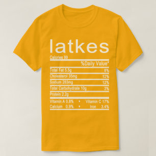 Camiseta etiqueta de Fatos de Nutrição do Latkes