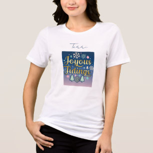 Camiseta Etiqueta de Nome Mensagem de Alegria Festa de Nata