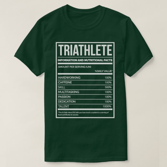 Camiseta Etiqueta de Nutrição Triathlon Engraçado Triathlon (Frente do Design)