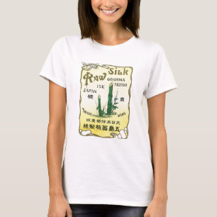 Camiseta Etiqueta de seda japonesa do vintage de bambu das