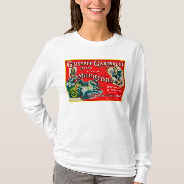 Camiseta Etiqueta do macarrão de Giuseppe Garibaldi (Frente)