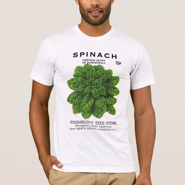 Camiseta Etiqueta do pacote da semente do espinafre (Frente)