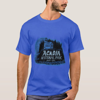 Camiseta Etiqueta do Parque Nacional Acadia Superdimensiona