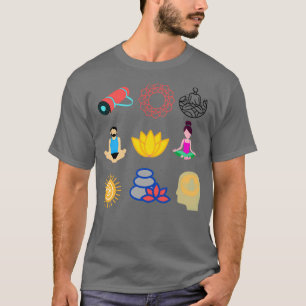 Camiseta Etiquetas de ioga de meditação
