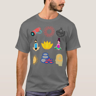 Camiseta Etiquetas de ioga de meditação