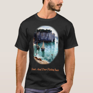 Camiseta Étretat, A Porta Aval: Barcos de Pesca Deixando o