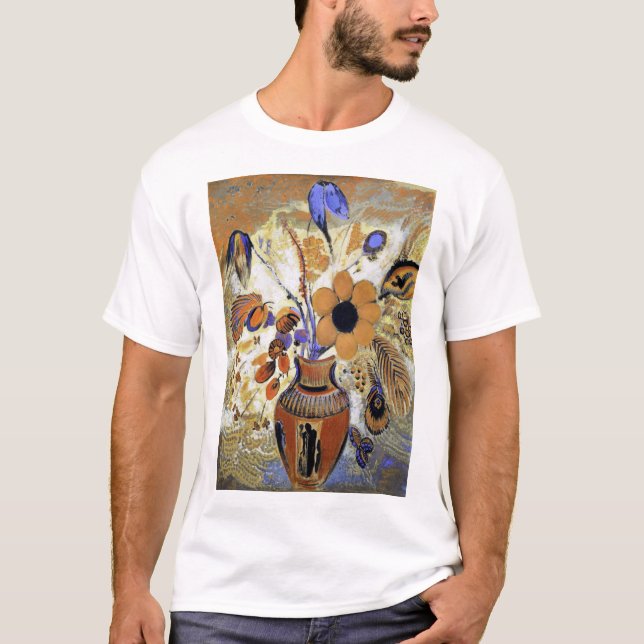 Camiseta Etruscan Vase com Flores, Redon (Frente)