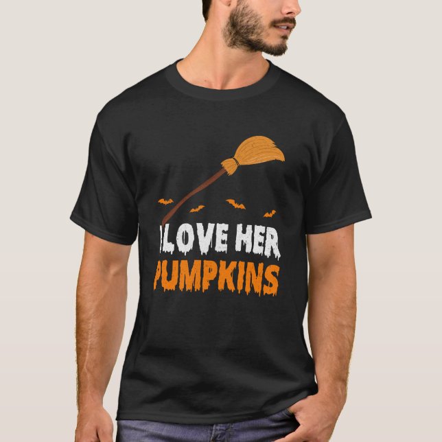 Camiseta Eu A Amo. Eu Amo A Sua Broomstick Pumpkins Hallowe (Frente)