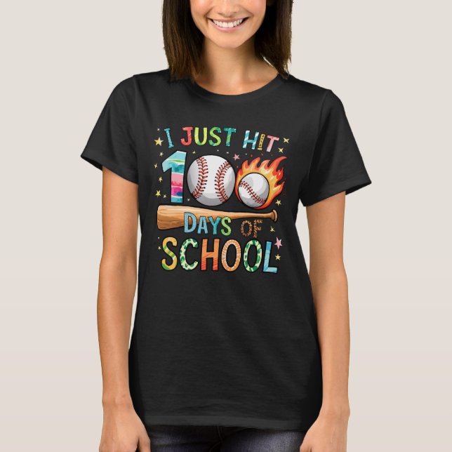 Camiseta Eu Acabei De Atingir 100 Dias De Baseball Escolar  (Frente)