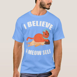 Camiseta Eu Acredito Em Meow Autograciosa Astronauta Cat T-