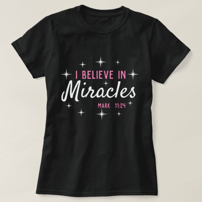 Camiseta Eu acredito em milagres (Frente do Design)