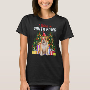 Camiseta Eu Acredito Em Papais noeis De Paws Bulldog Cute X