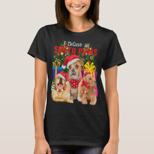 Camiseta Eu Acredito Em Papais noeis Patas Cortes Vestindo