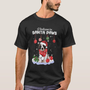 Camiseta Eu Acredito Em Papais noeis Santo De Paws Bernard 