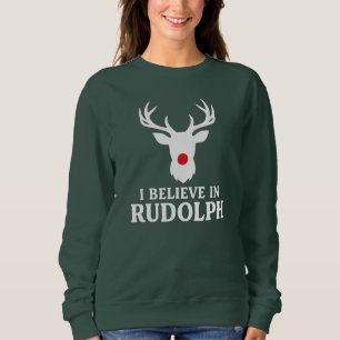 Camiseta Eu acredito em Rudolph, tema de Natal