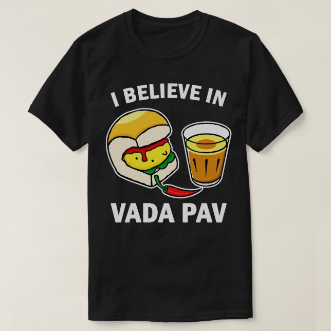 Camiseta Eu Acredito Em Vada Pav (Frente do Design)