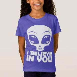 Camiseta Eu Acredito em Você Alien Em Branco