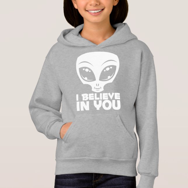 Camiseta Eu Acredito Em Você Alien Em Branco (Frente)