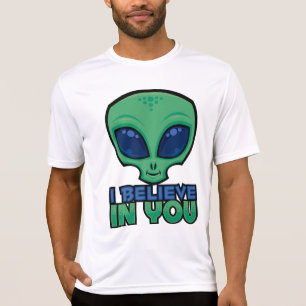Camiseta Eu Acredito Em Você Amigável Alien Desenho Animado