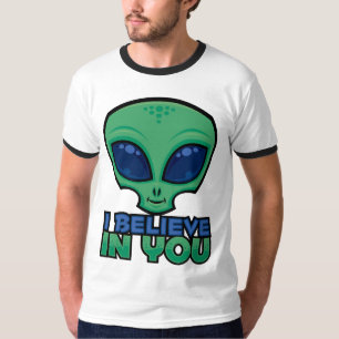 Camiseta Eu Acredito Em Você Amigável Cartoon Alien