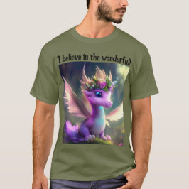 Camiseta Eu acredito no maravilhoso! (Dragão de Fada Roxo)