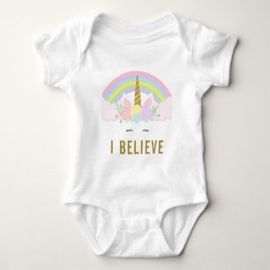 Camiseta Eu acredito o Romper do bebê do unicórnio