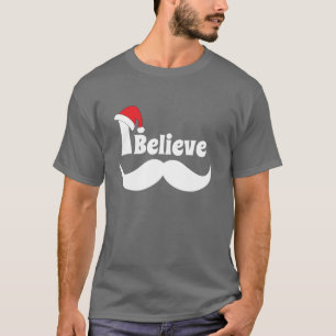Camiseta Eu acredito que design de Natal com bigode