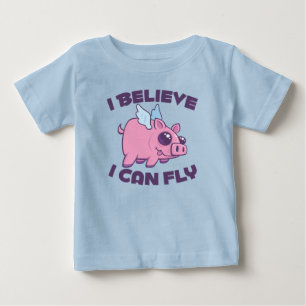 Camiseta Eu Acredito Que Posso Voar Porquinho Fofo Kawaii
