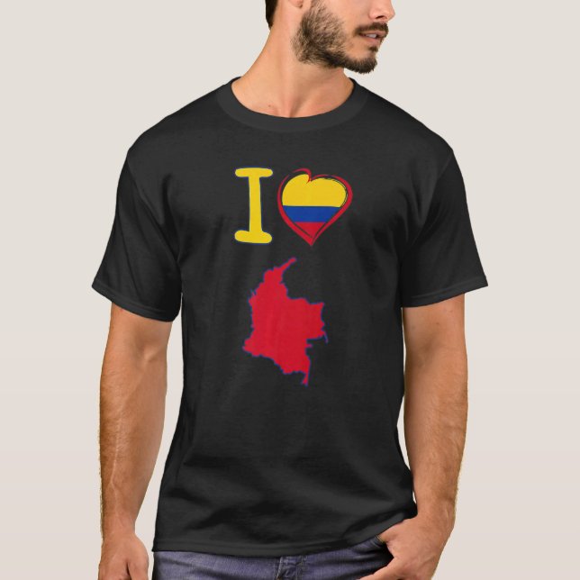 Camiseta Eu adoro a bandeira colombiana na forma de h (Frente)