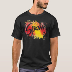 Camiseta Eu adoro a ilustração da bandeira Espanha Art Barc