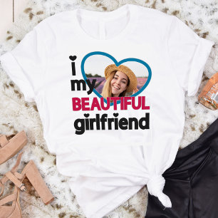 Camiseta Eu adoro a minha bela foto personalizada de namora
