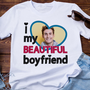 Camiseta Eu adoro a minha bela foto personalizada de namora
